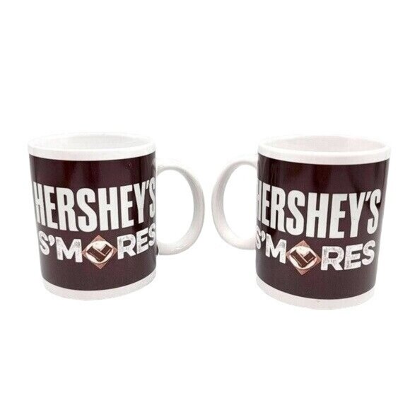 2/$15 Hershey's S'mores Mug Set Brown White Graham Cracker Chocolate Marshmallow - Picture 1 of 12
